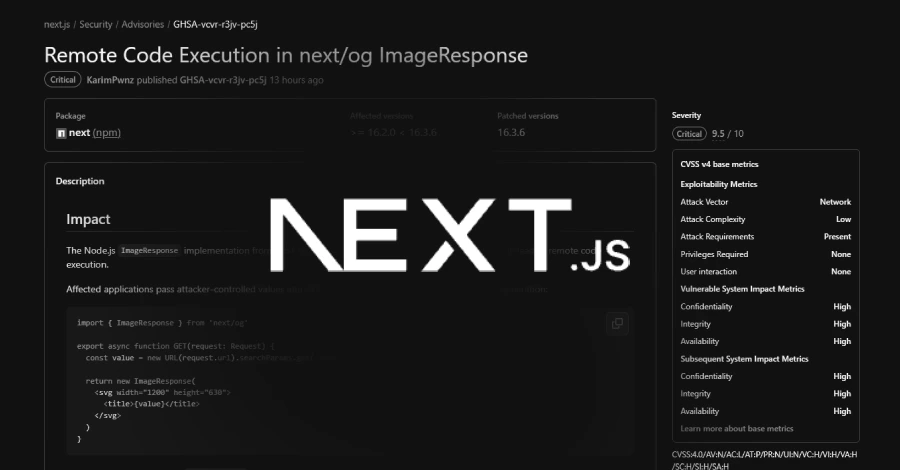 Next.js ImageResponse Açığı Sunucu Kod Çalıştırmasına Yol Açabilir