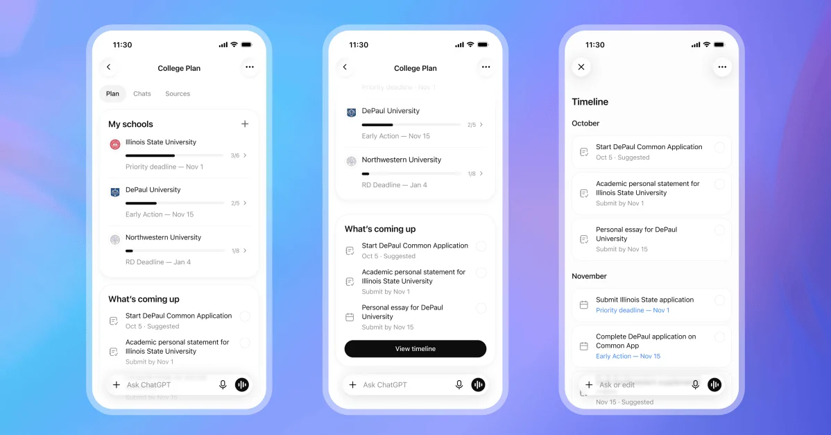 ChatGPT'ye Üniversite Başvuru Planlayıcısı College Planner Geliyor